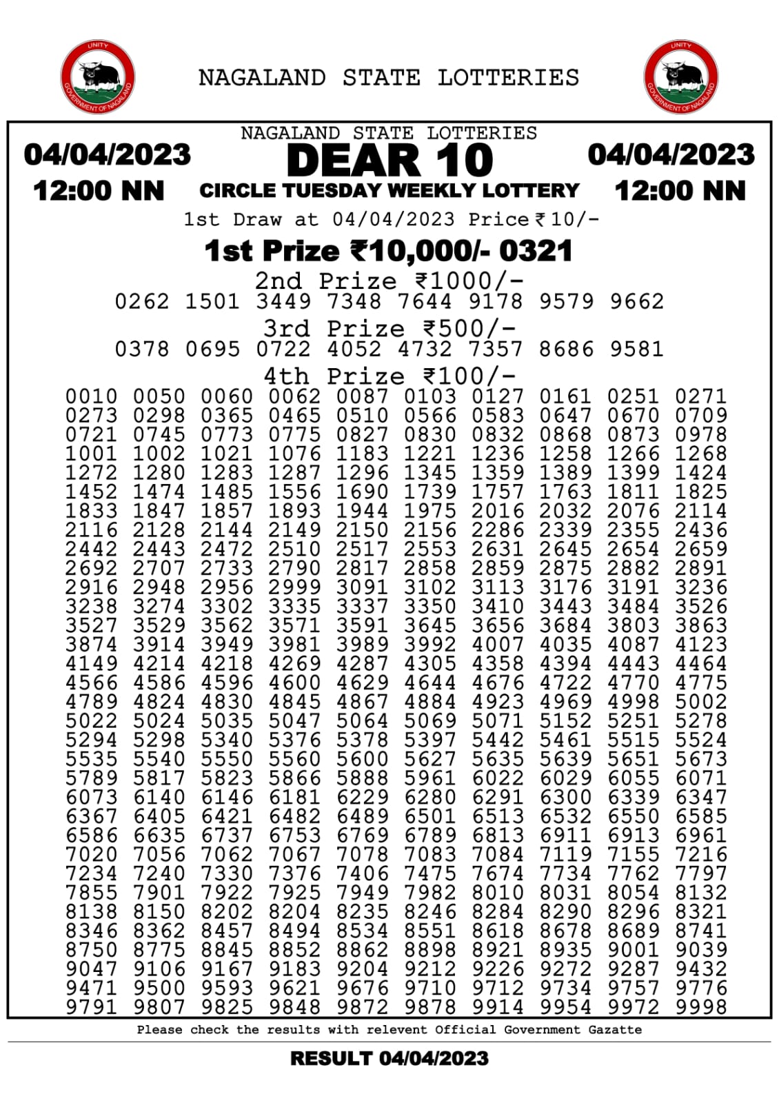 Lottery Result Today April 4, 2023