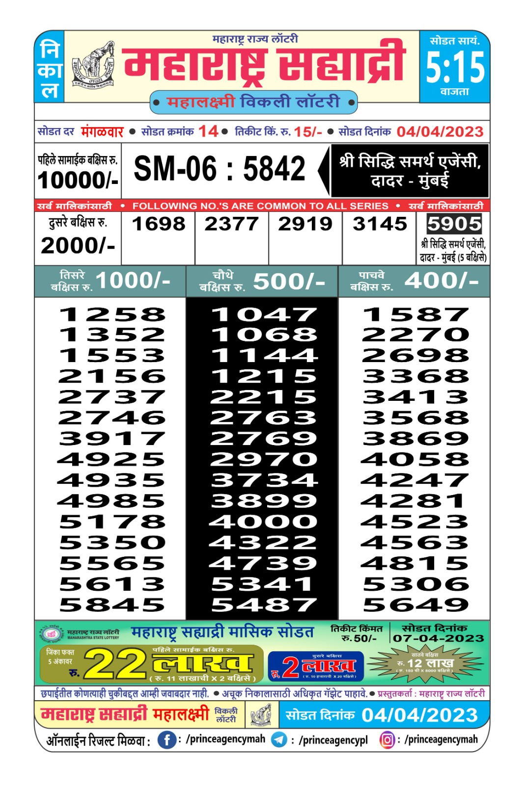 Lottery Result Today April 4, 2023