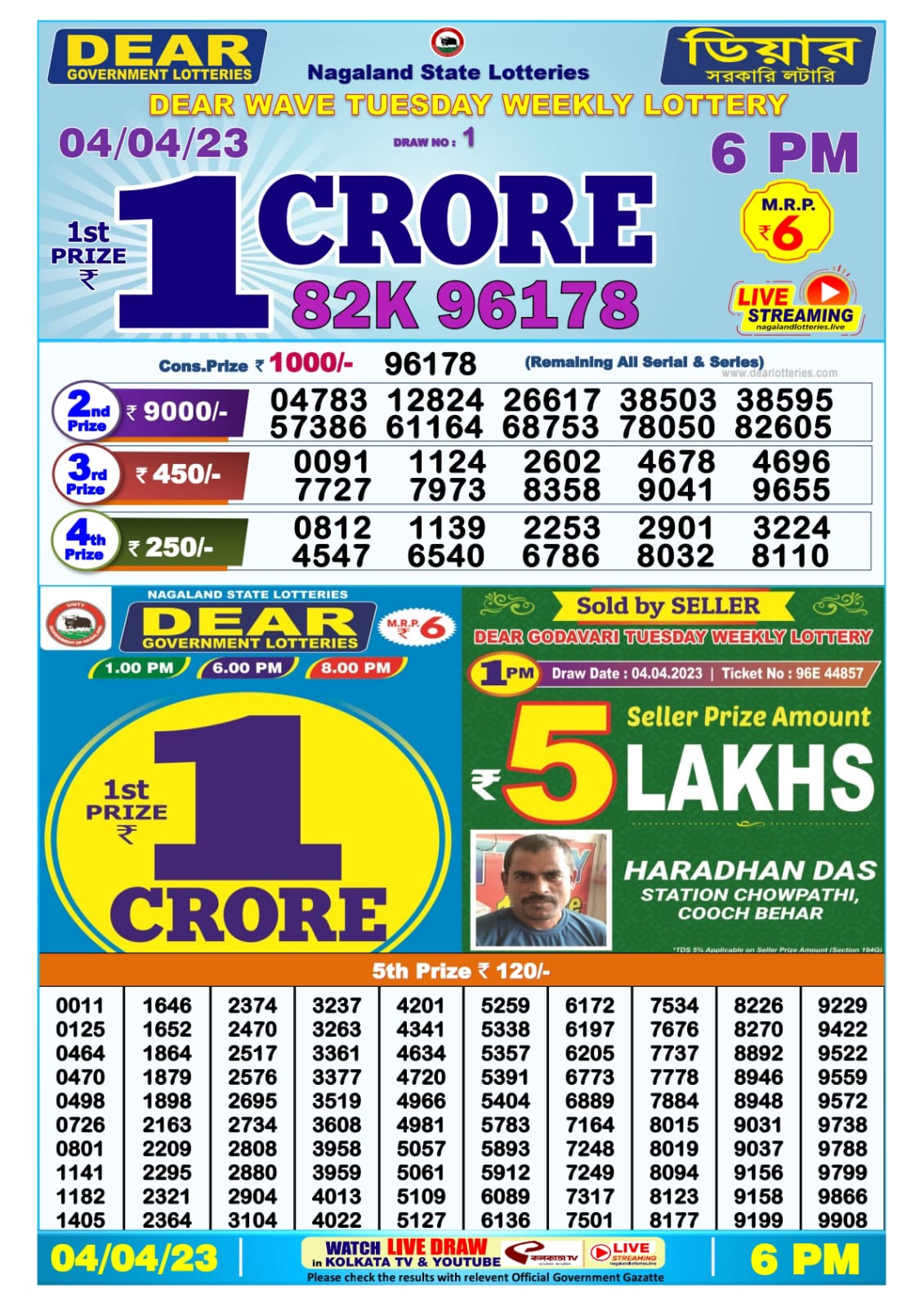 Lottery Result Today April 4, 2023