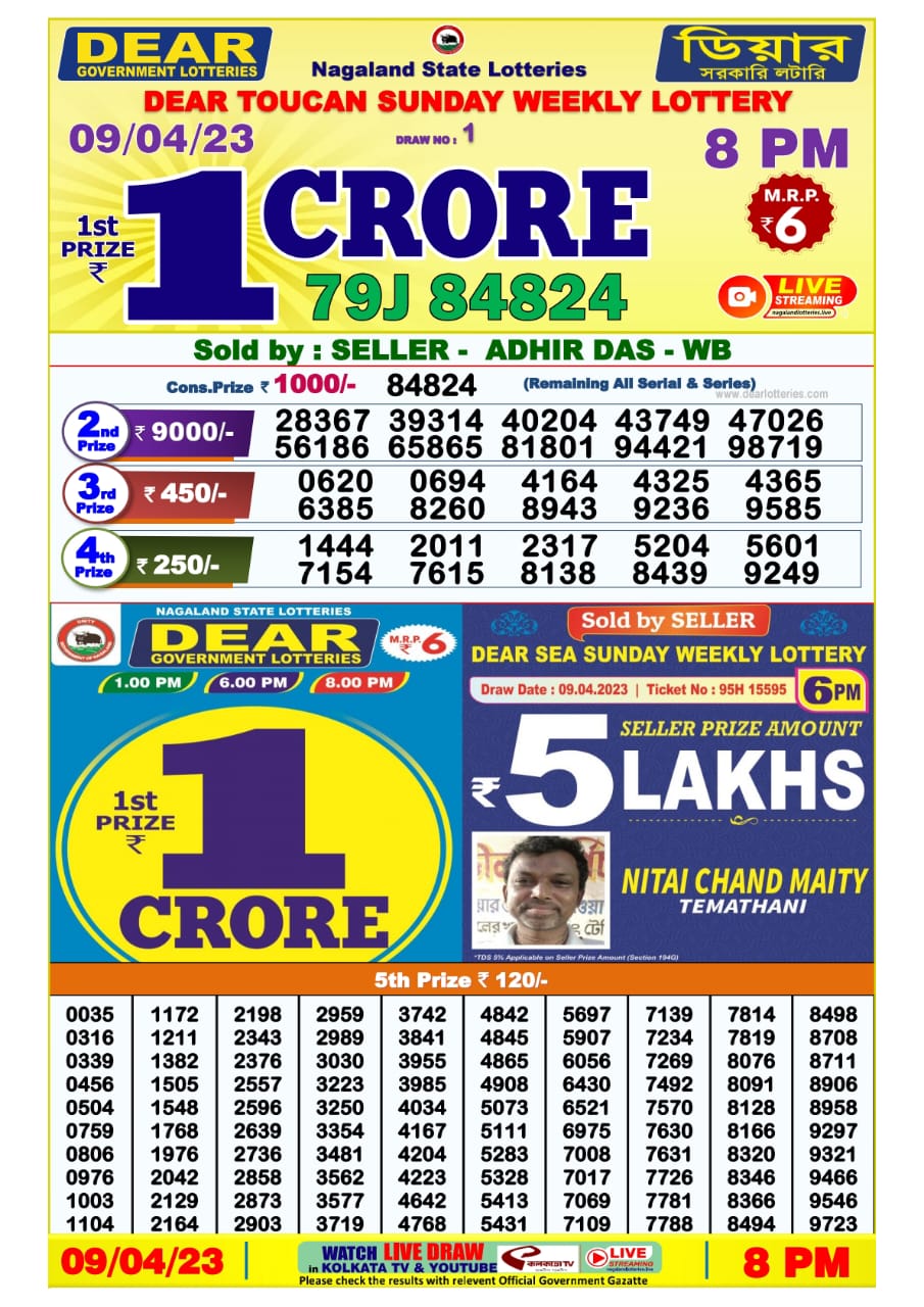 Lottery Result Today April 9, 2023