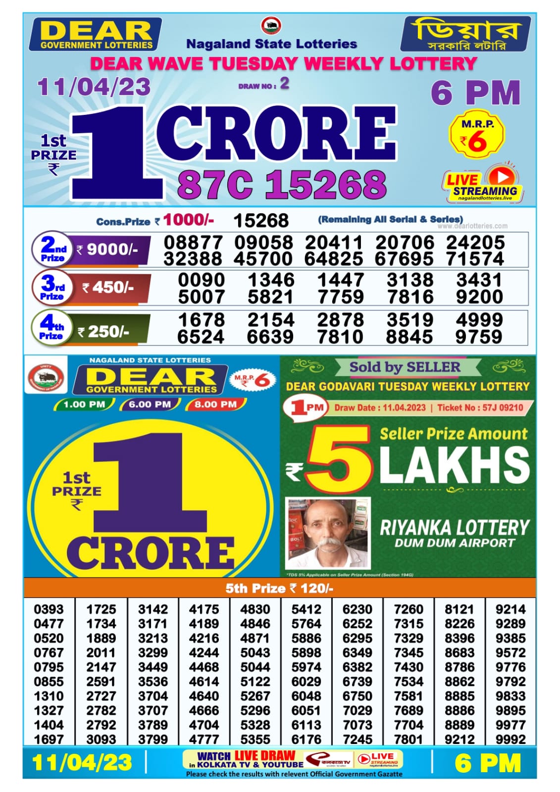 Lottery Result Today April 11, 2023