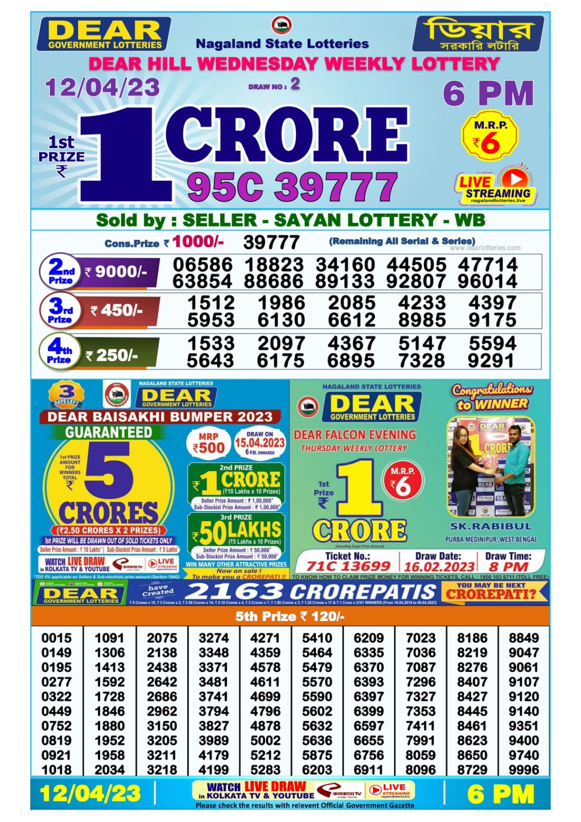 Lottery Result Today April 12, 2023