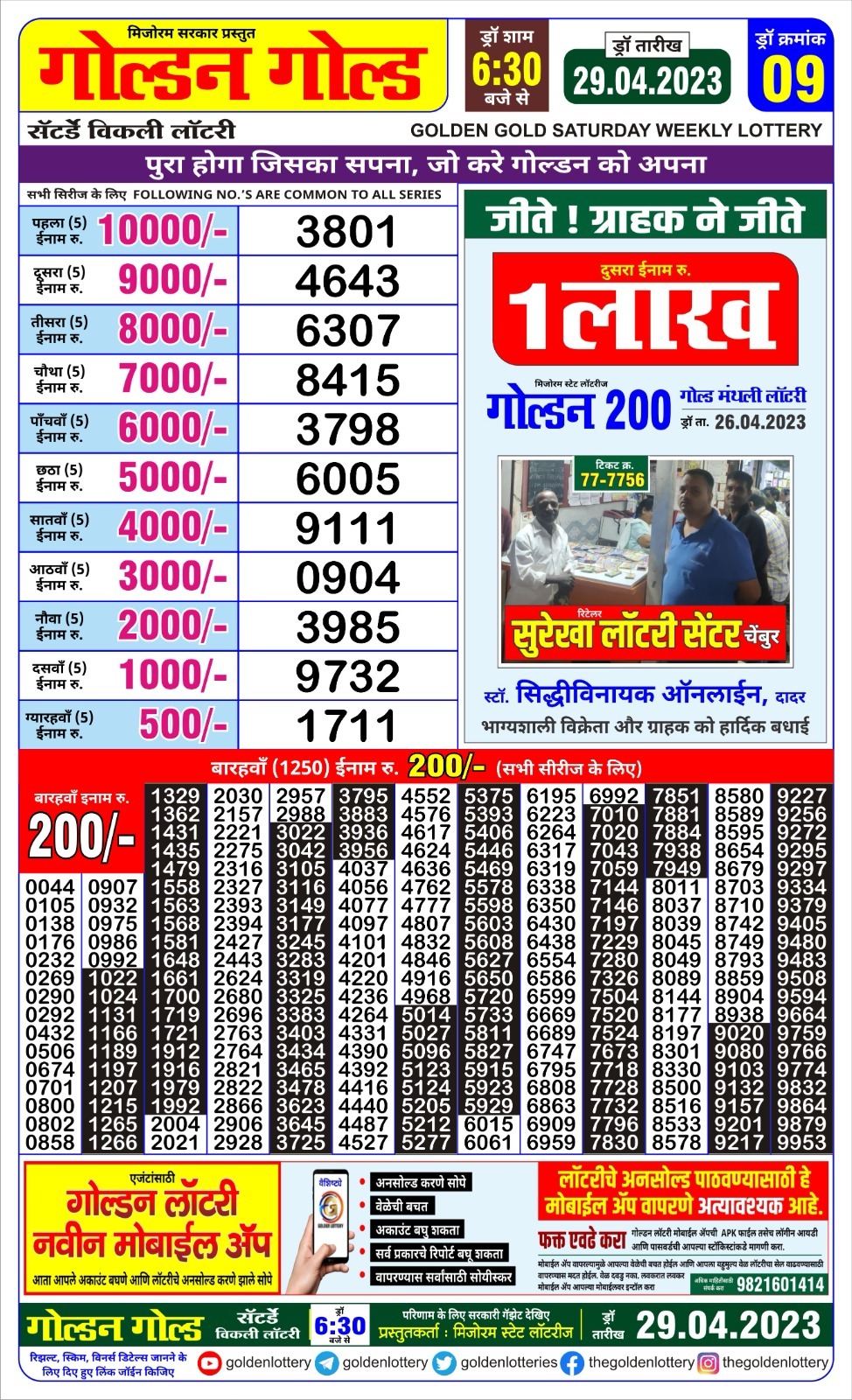 Lottery Result Today April 29, 2023