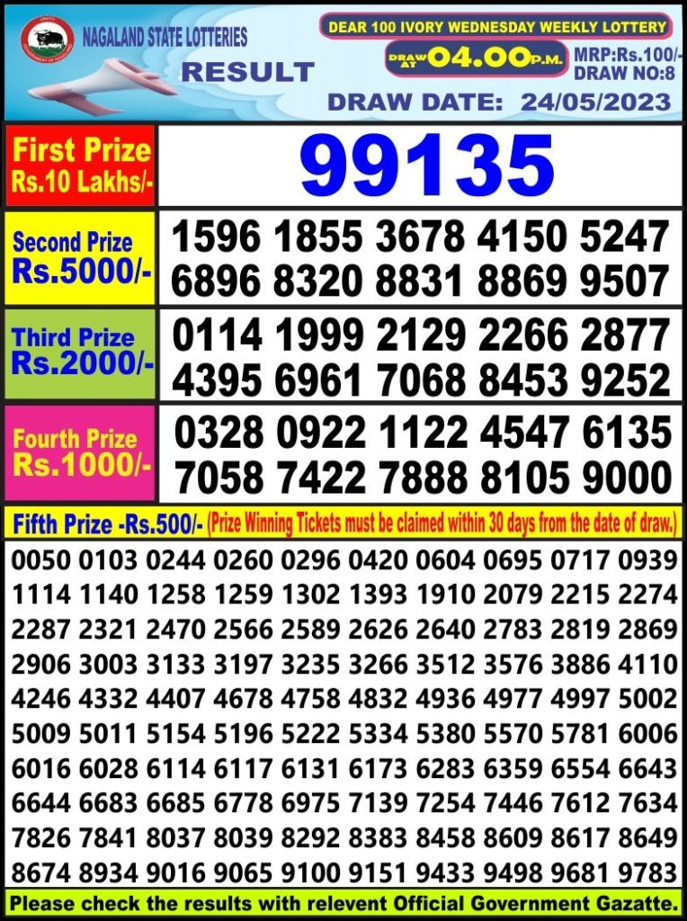 Lottery Result Today May 24, 2023