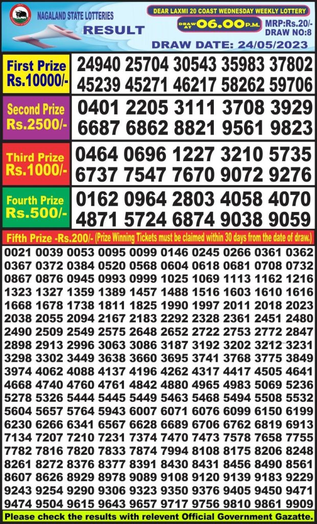 Lottery Result Today May 24, 2023