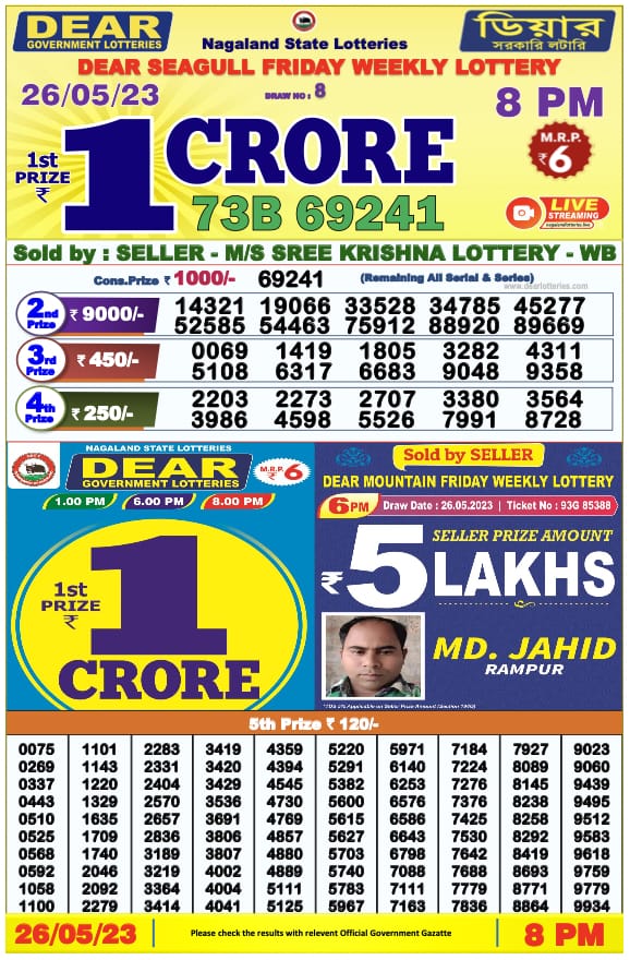 Lottery Result Today May 26, 2023