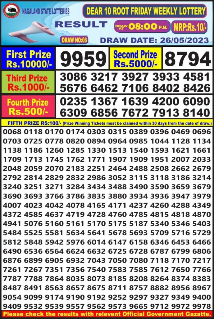 Lottery Result Today May 26, 2023