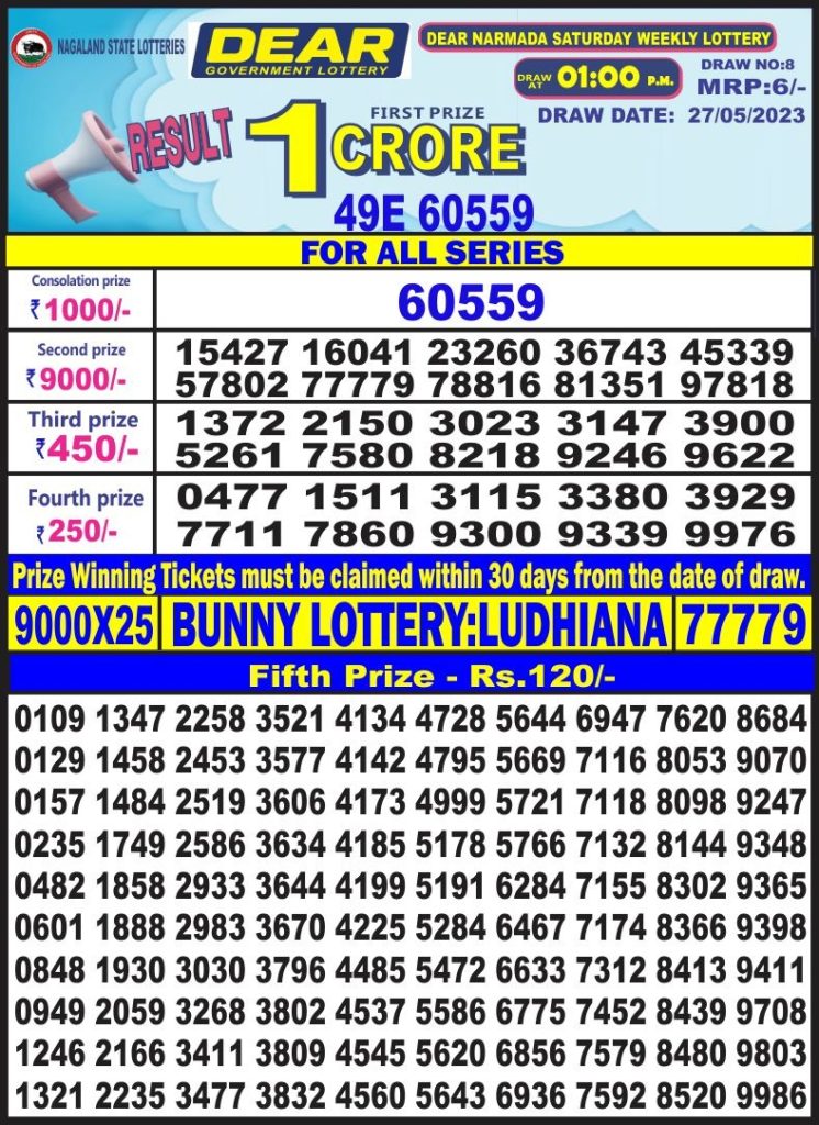 Lottery Result Today May 27, 2023