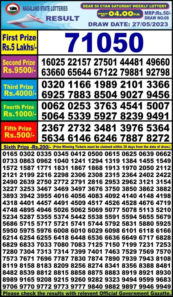 Lottery Result Today May 27, 2023