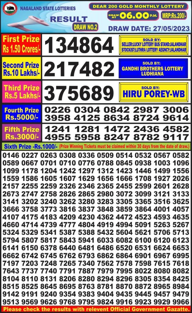 Lottery Result Today May 27, 2023