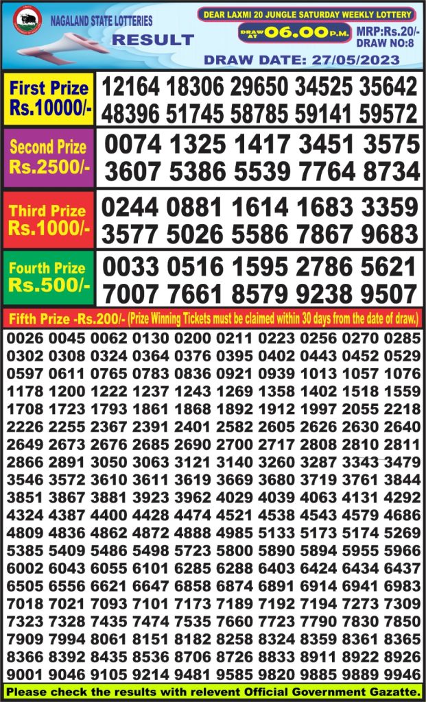 Lottery Result Today May 27, 2023