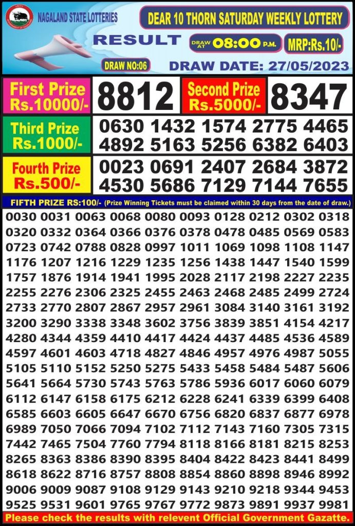 Lottery Result Today May 27, 2023