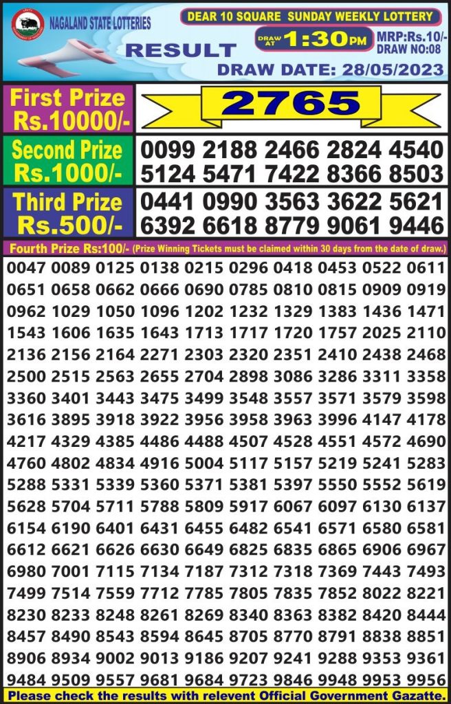 Lottery Result Today May 28, 2023