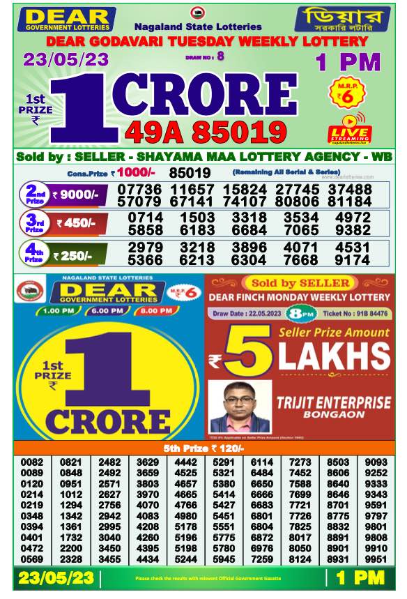 Lottery Result Today May 23, 2023