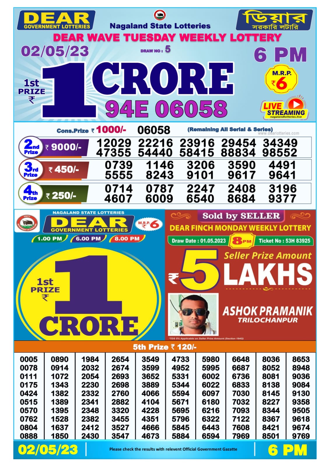 Lottery Result Today May 2, 2023