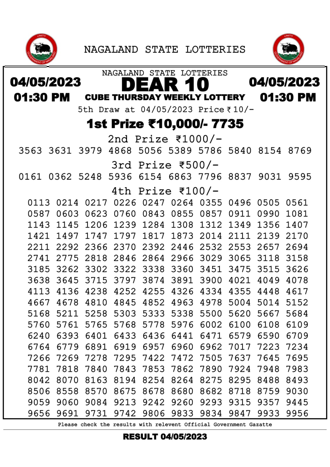 Lottery Result Today May 4, 2023