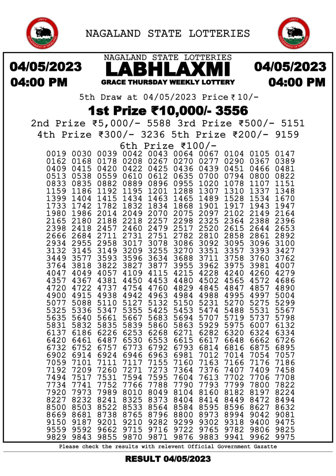 Lottery Result Today May 4, 2023