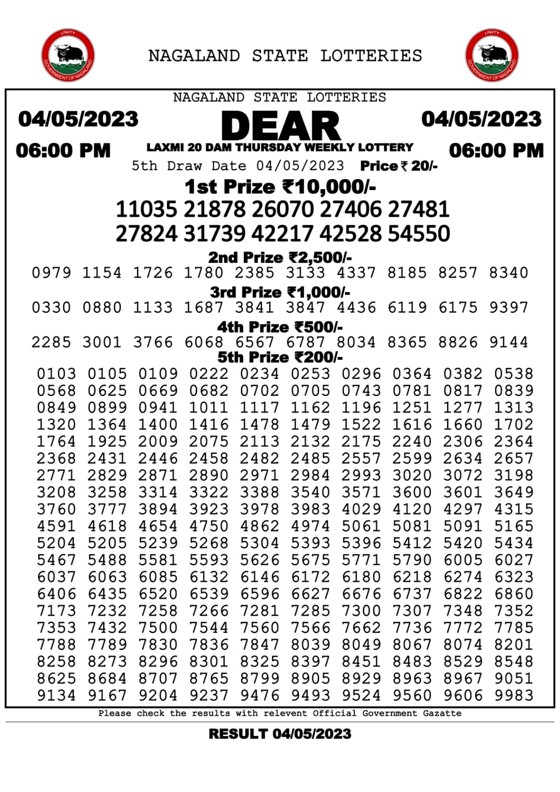 Lottery Result Today May 4, 2023