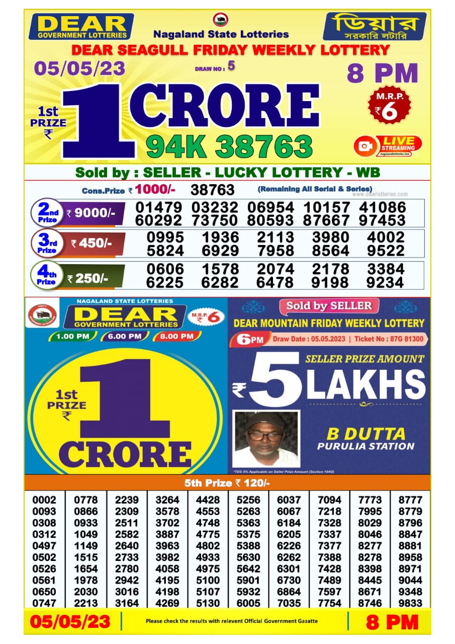 Lottery Result Today May 5, 2023