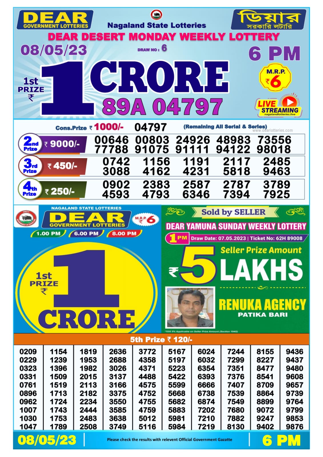 Lottery Result Today May 8, 2023