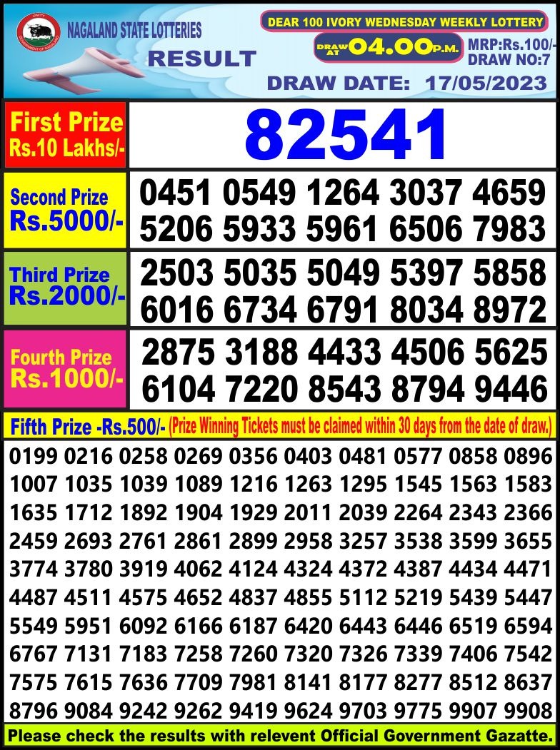 Lottery Result Today May 17, 2023