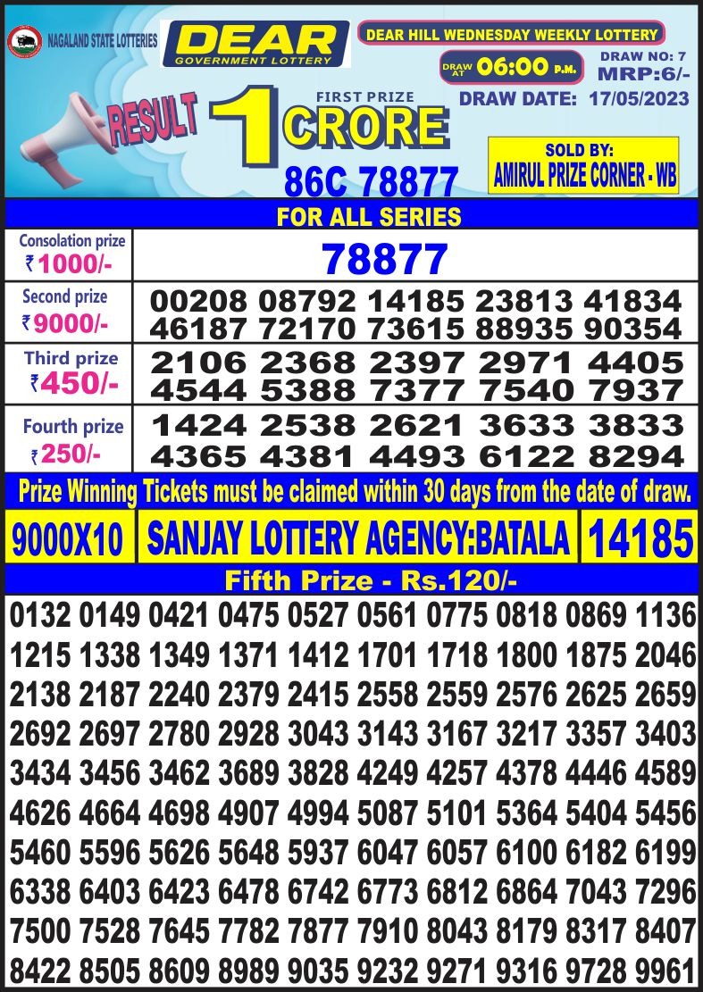 Lottery Result Today May 17, 2023