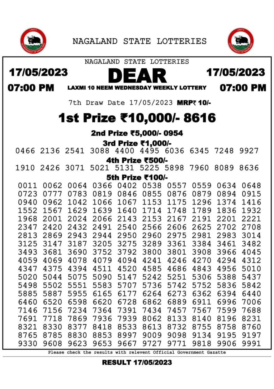 Lottery Result Today May 17, 2023