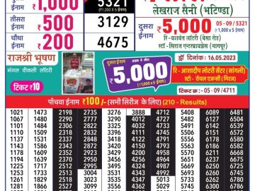 Lottery Result Today May 18, 2023