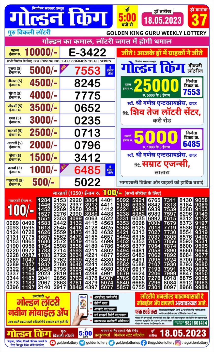 Lottery Result Today May 18, 2023