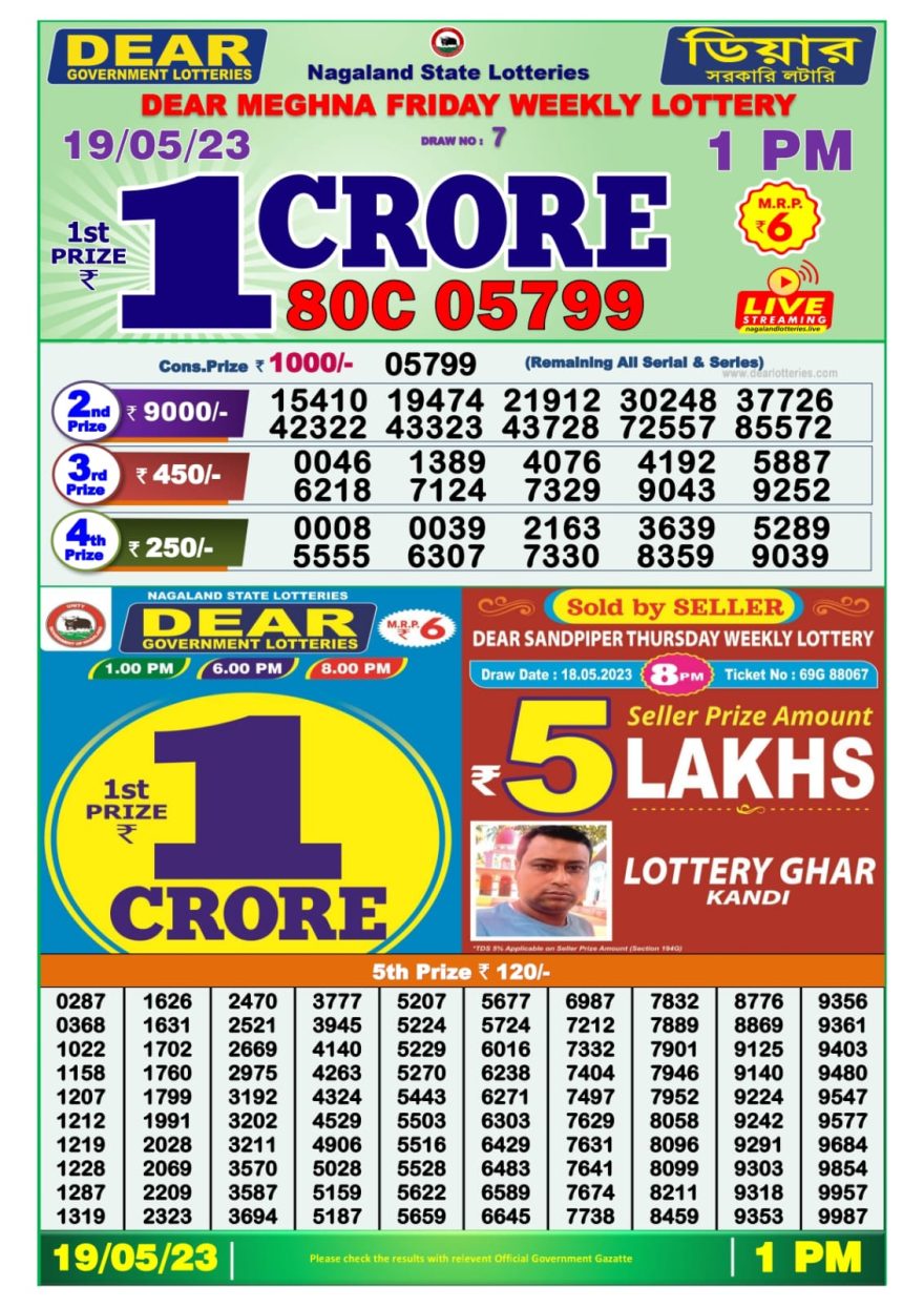 Lottery Result Today May 19, 2023