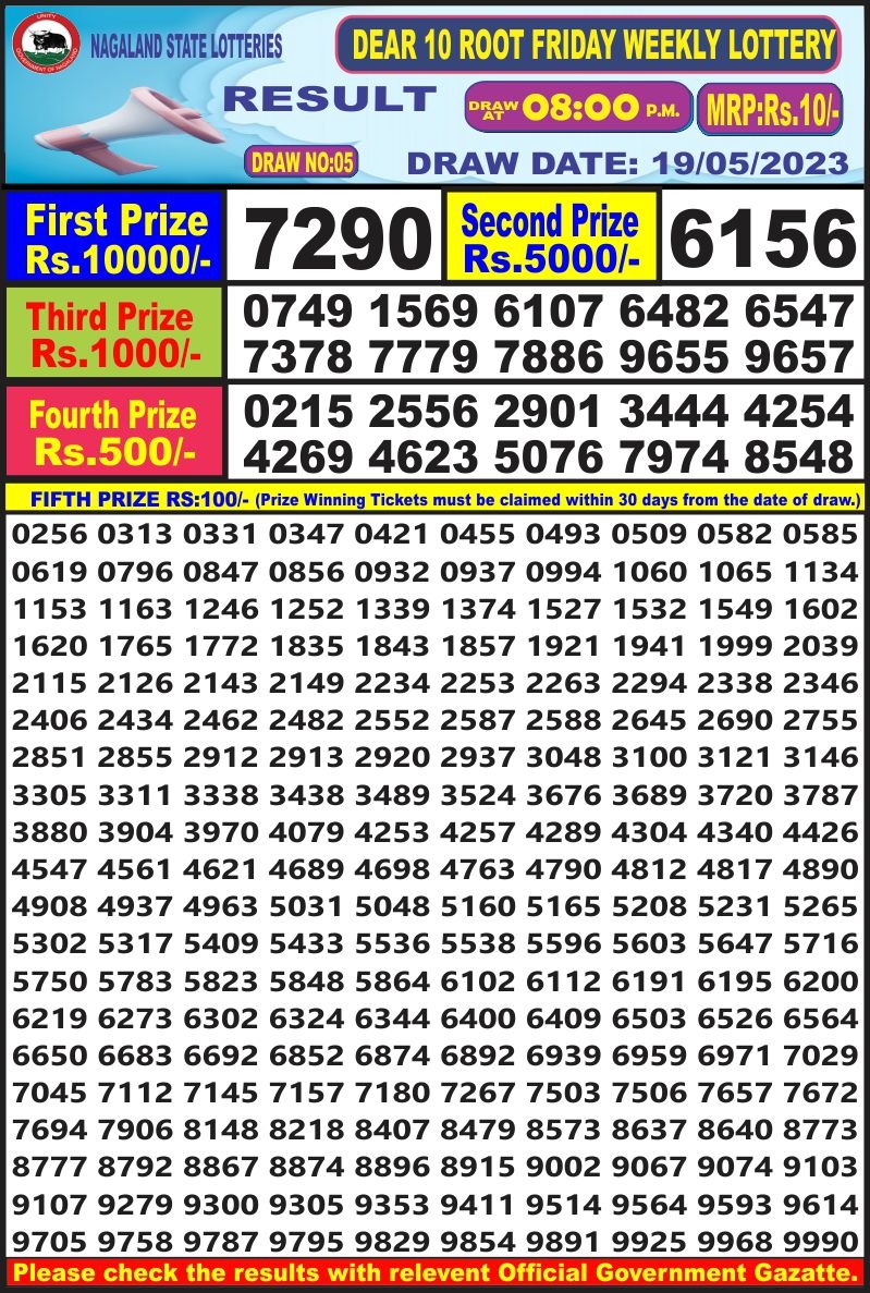 Lottery Result Today May 19, 2023