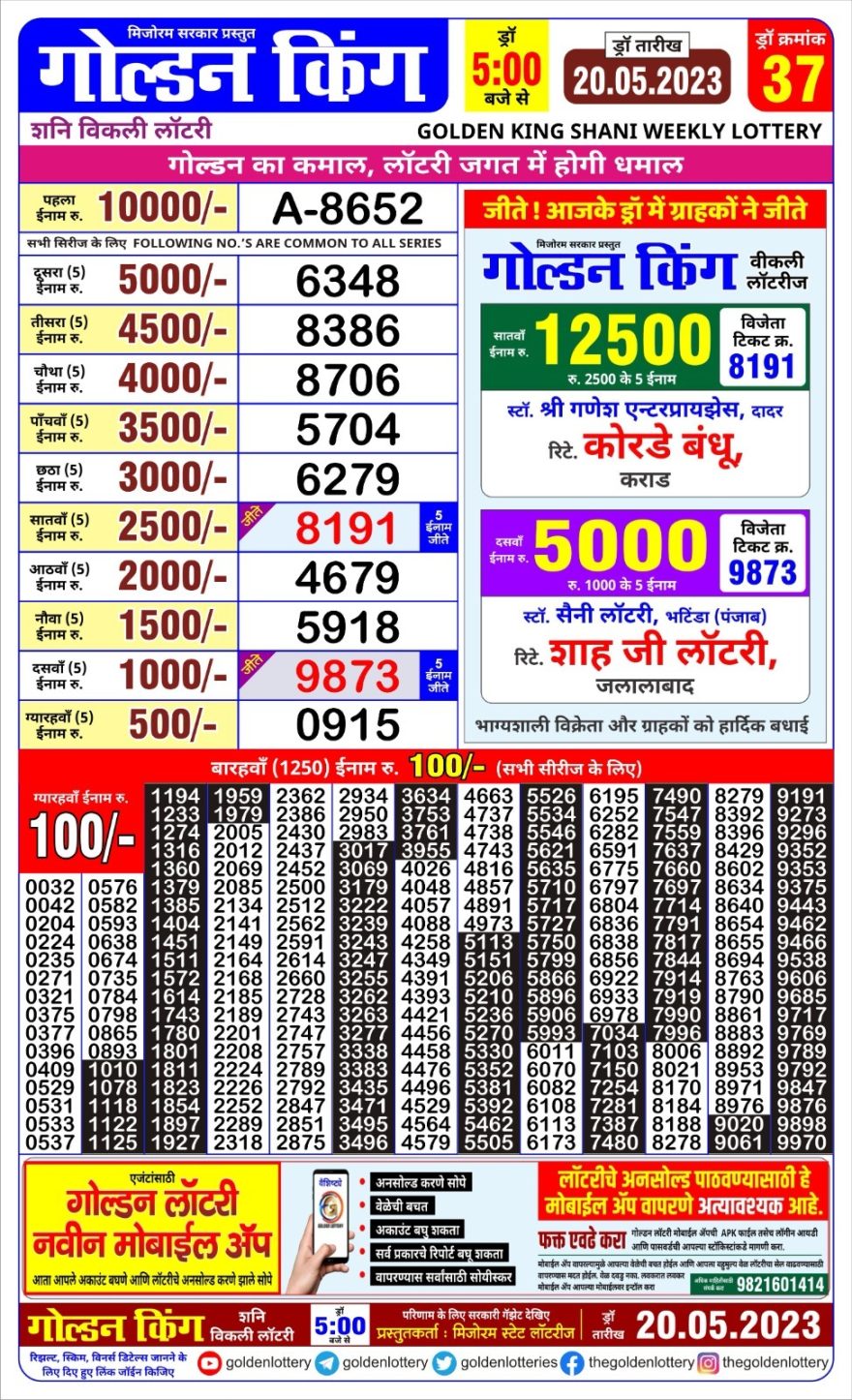 Lottery Result Today May 20, 2023