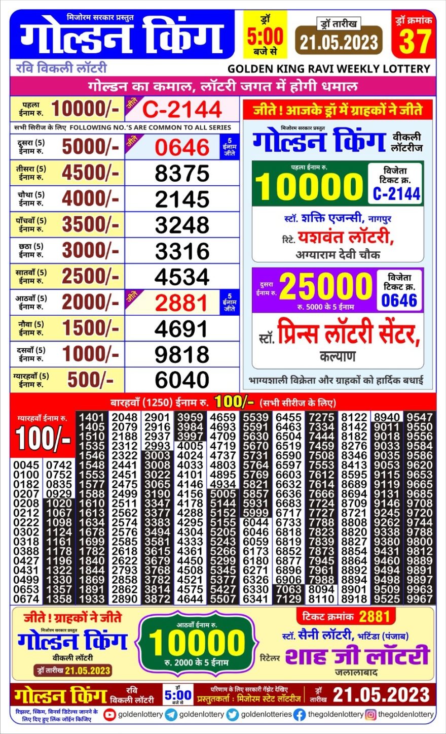 Lottery Result Today May 21, 2023