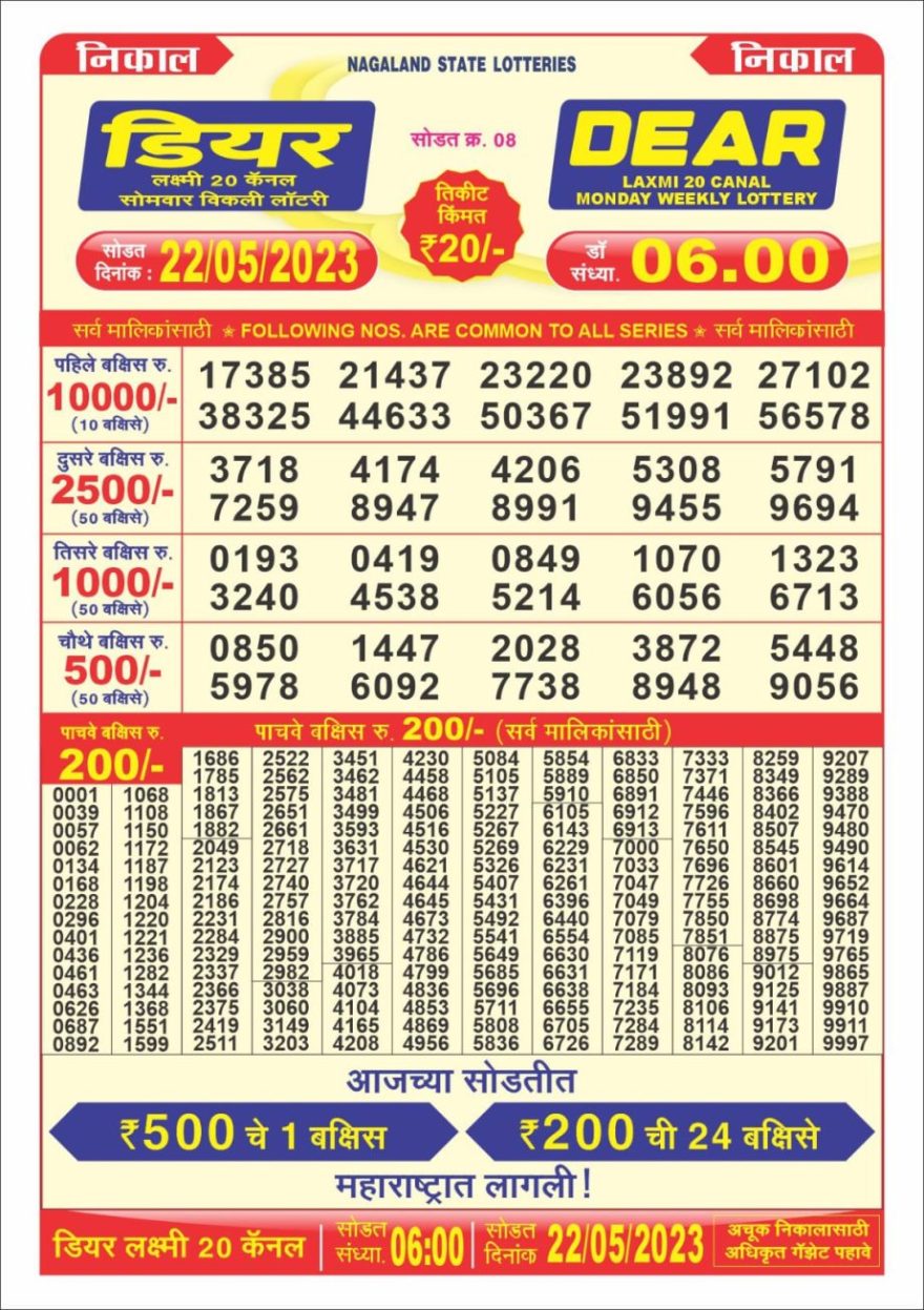 Lottery Result Today May 22, 2023