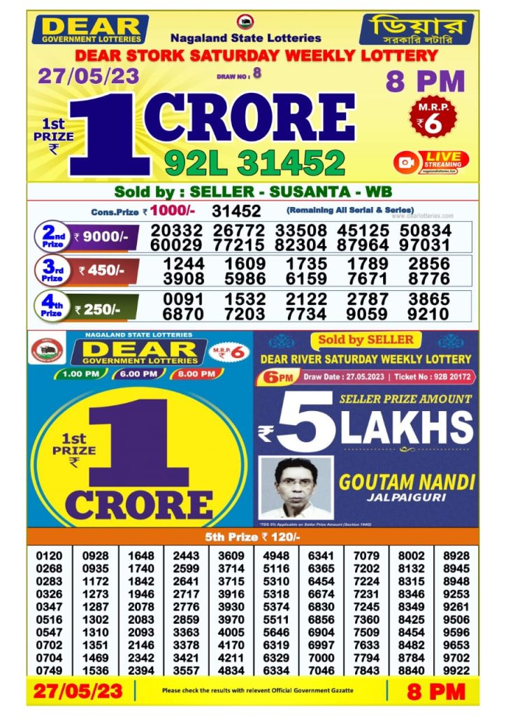 Lottery Result Today May 27, 2023