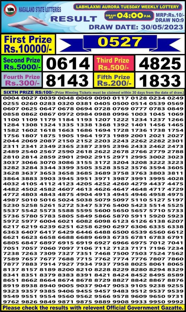 Lottery Result Today May 30, 2023