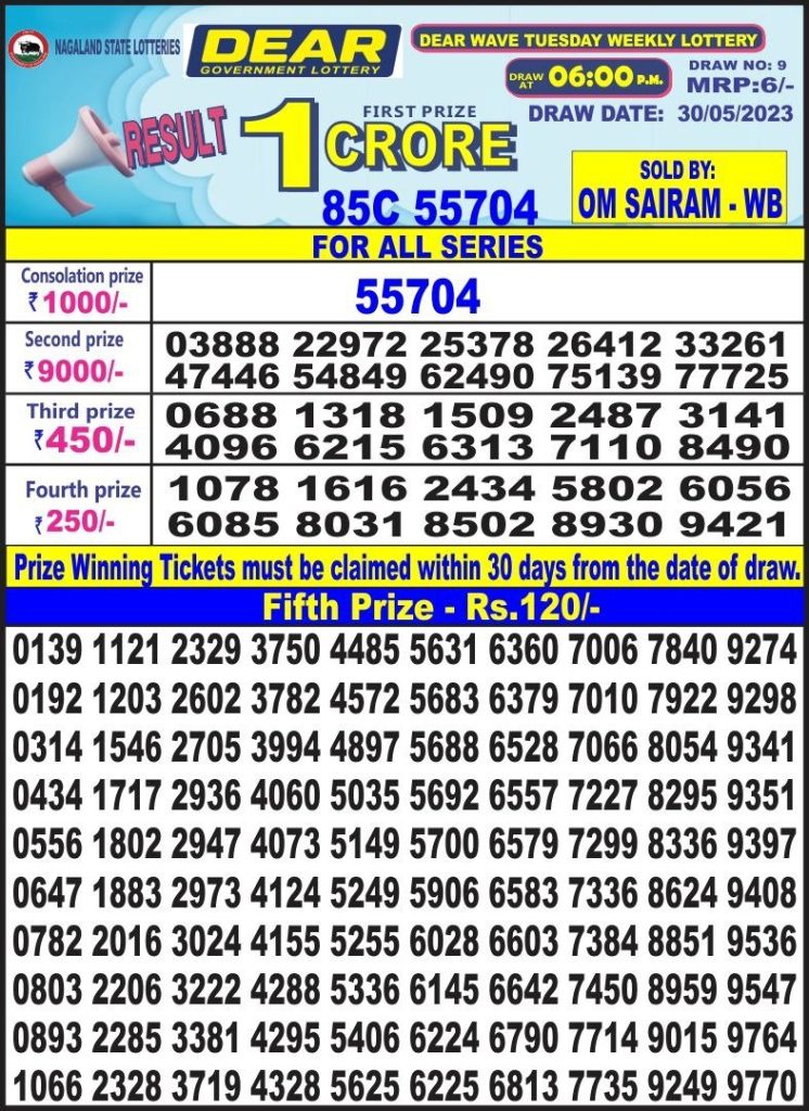 Lottery Result Today May 30, 2023