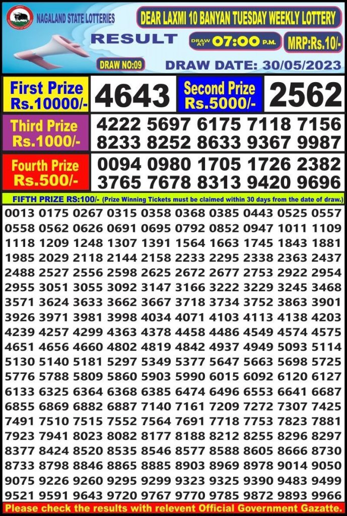 Lottery Result Today May 30, 2023