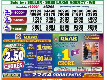 Lottery Result Today May 31, 2023