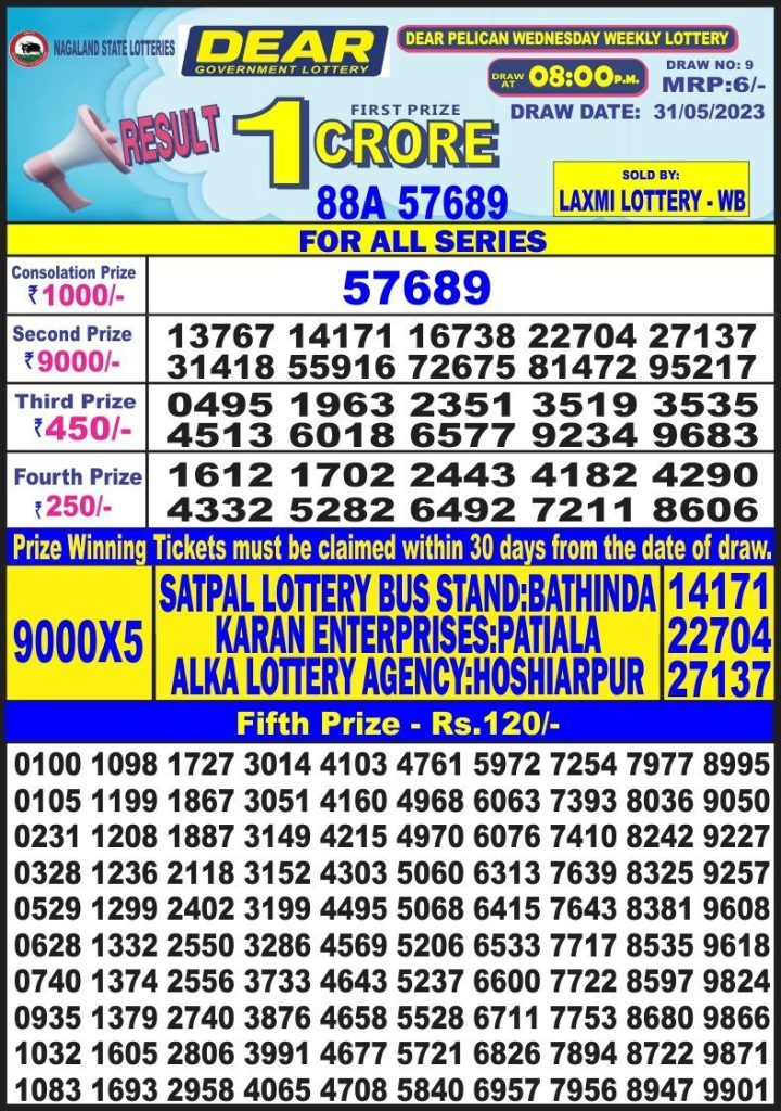 Lottery Result Today May 31, 2023