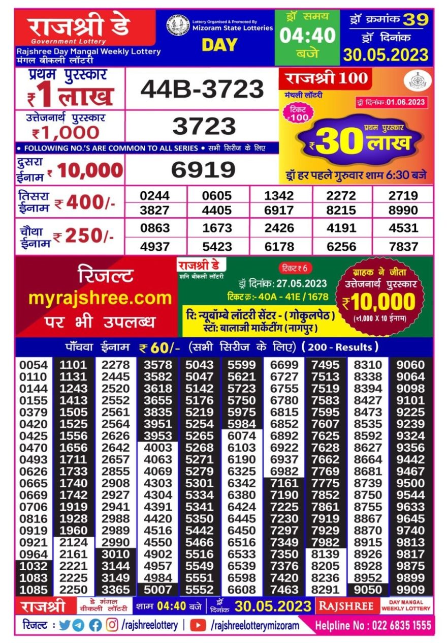 Lottery Result Today May 30, 2023