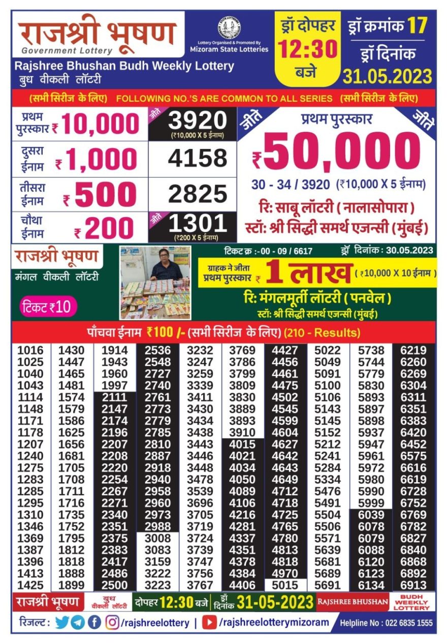 Lottery Result Today May 31, 2023