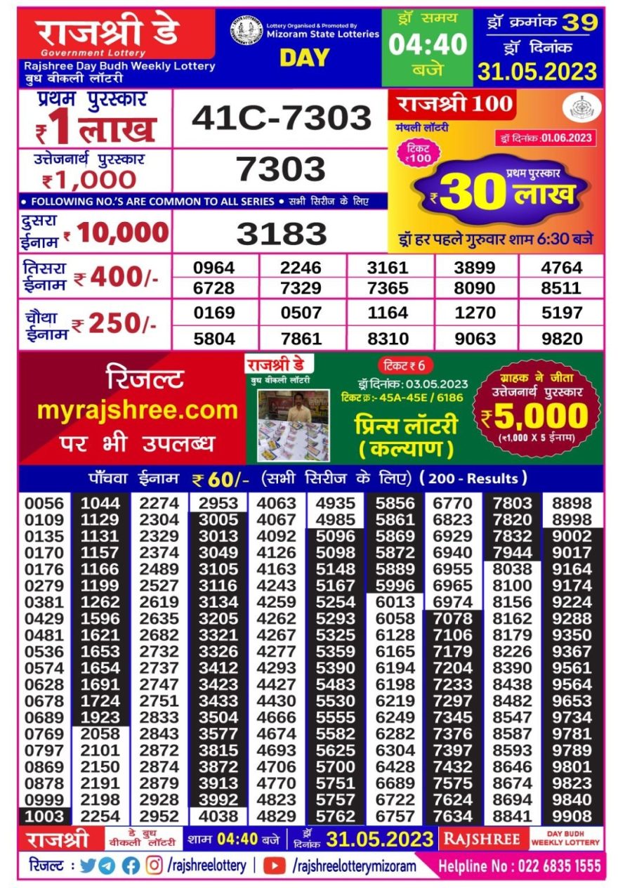 Lottery Result Today May 31, 2023