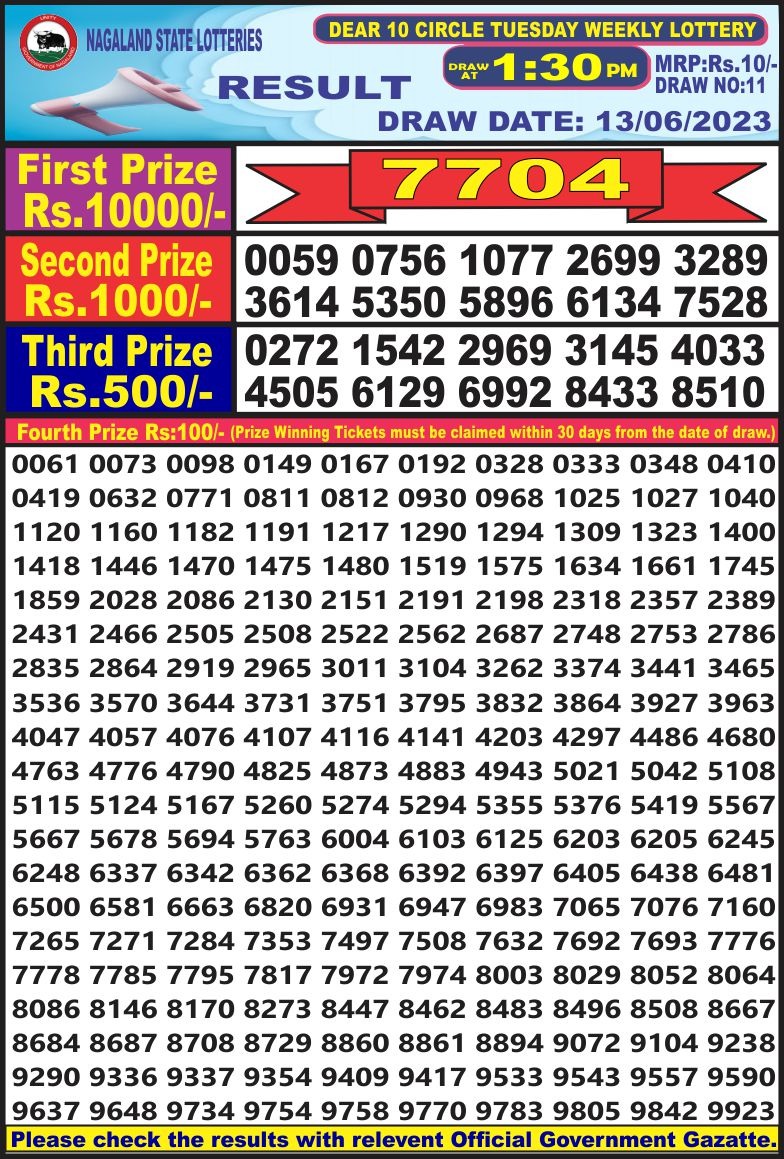 Lottery Result Today June 13, 2023