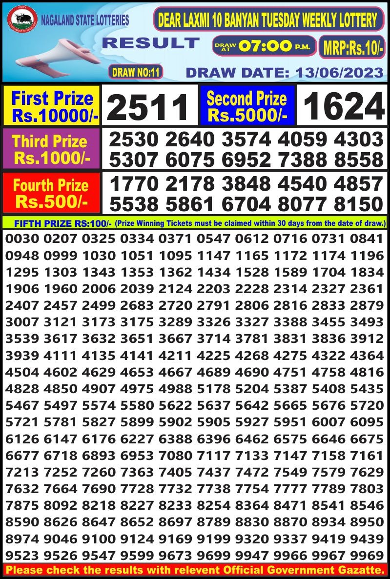 Lottery Result Today June 13, 2023