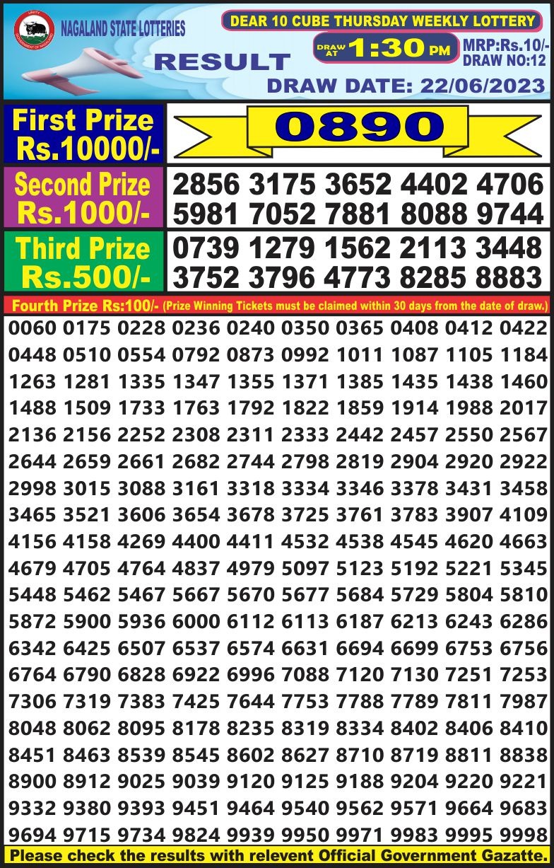 Lottery Result Today June 22, 2023