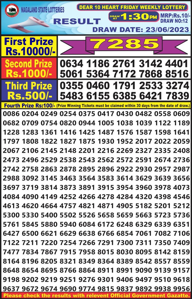 Lottery Result Today June 23, 2023