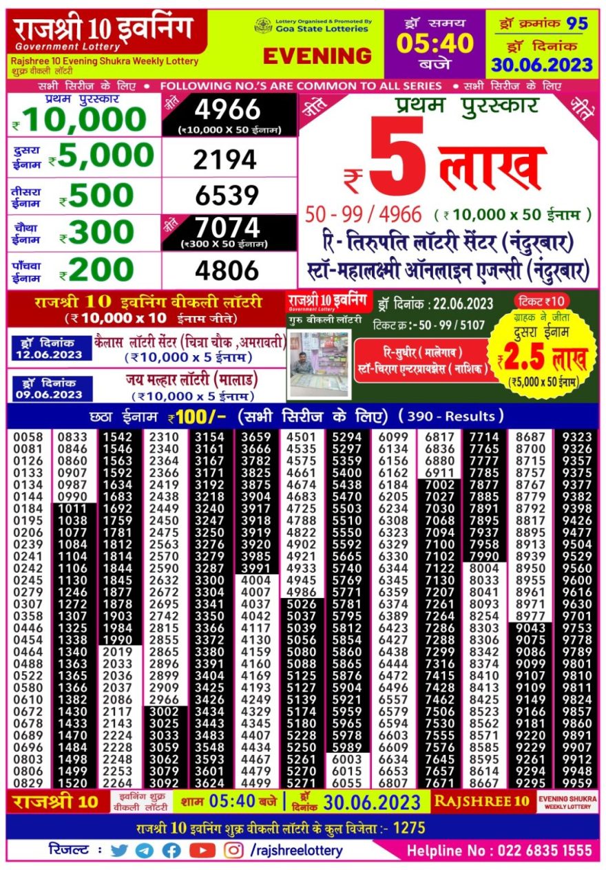 Lottery Result Today June 30, 2023