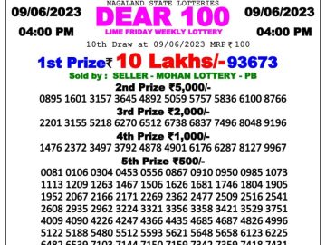 Lottery Result Today June 9, 2023