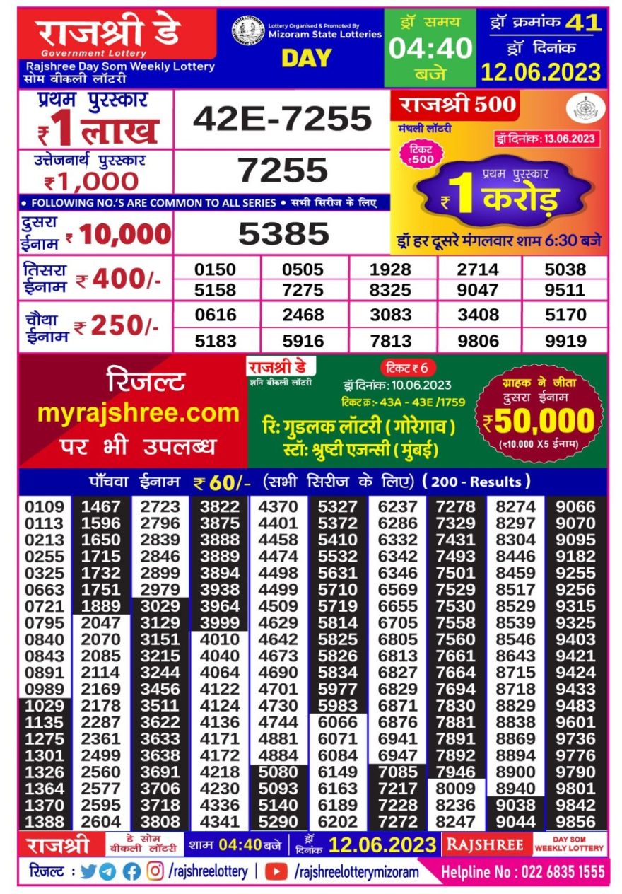 Lottery Result Today June 12, 2023